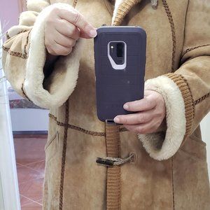 Women's Real Sheepskin Lamb Fur Coat Hooded Shearling Jacket / Coat SZ M